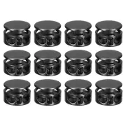 12pcs Metal Spring Cord Locks Fastener Toggles Stopper Matte Black