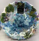 Set Of 3 Melamine Salad Plates Floral Blue Hydrangea Nicole Miller New NWT 8.5"