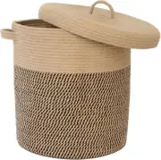 Extra Large Storage Basket with Lid 60L, 16"Wx18"H Woven Laundry Basket with...