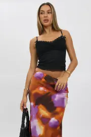 Black Cami Singlet Top Mesh - Size 12M, Women's Singlet