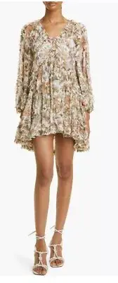 ZIMMERMANN Floral Billow Frill Chintz Mini dress Sz-3 US-8 $1050