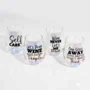 Lustre Stemless Wine Glasses with Sassy Sayings a€" 4 Pack