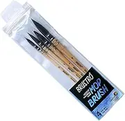 BRUSTRO Artists Natural Hair MOP Brush | Set of 4 - (0, 2, 4, 8) | Ideal for Watercolor, Synthetic Blend, Round Paint Brush, Art Painting, Colour, Gouache, Wooden Handle, Professional and Students