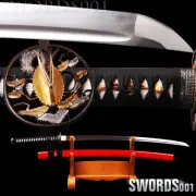 battle ready Japanese Samurai Katana Sword Carbon Steel sharp blade red scabbard