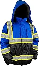 TOKISHI High Visibility Hoodie For Men Reflective Safety Jacket Zipper Men'S/Women'S Construction Work Safety Insulated Parka