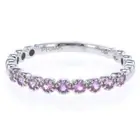 14kt White Gold Round Bezel Set 9 Pink Sapphires Thin Beaded Band