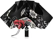 [RPLIFE] Umbrella, Auto Open Close Compact Umbrella Windproof, Compact Size for Backpacks/Handbags - for Travel, White Skull Dark