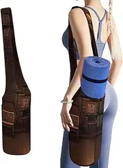 JKLQWH Book Room Library Printed Yoga Mat Bag Long Tote with Pockets for Your Yoga Accessories Exercise Yoga Mat Carrier Holder Multi-Functional Storage Bag Holds Most Pilates Mats