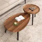 2X Refined Wooden Nesting Coffee Tables Side Table for Living Room Bedroom Hotel
