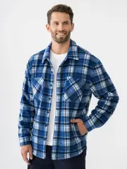 Polar Fleece Shacket Blue Check