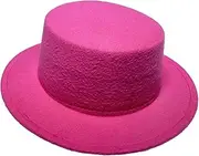 [COMVIP] Classic Unisex Wool Blend Fedora Hat Brim Flat Top Cloche Church Derby Cap Trilby Cosplay, Rose Red, One size