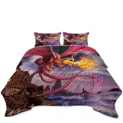 Cool Art Scary Fire Dragon Coverlet