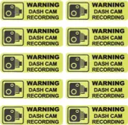 10Pcs Dashcam Warning Stickers PVC Warning Sticker 89X28Mm Warning Dash Cam Reco