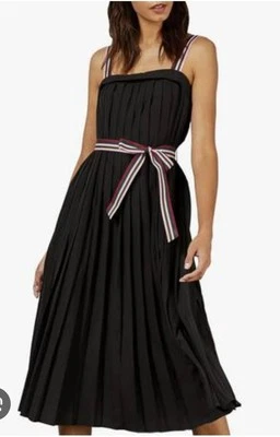 NEW TED BAKER PLEATZI DRESS BLACK SIZE 3 / UK 12