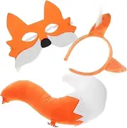 Zerodeko Kids Fox Costume Set Fox Cosplay Plush Ear Headband Tail and Mask for Toddler Dress up Cosplay Clothes Outfit Easter Jungle Animal Themed Party