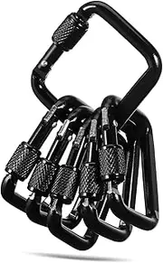 6 Pcs Heavy Duty Threaded Locking Carabiner Clips for Keychain Square Clip for Outdoor Camping Hiking and Everyday Use Versatile Key Holder for Bags and Accessories