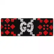 Gucci Black Sequin Silver Red GG Logo Wool Stretchy Headband Hair Small 56cm
