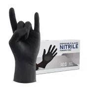 Black Disposable Nitrile Gloves XLarge Powder & Latex Free 100pcs 4mil Black ...