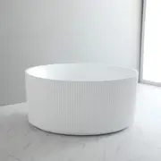 1280*1280*595mm POS Como Groove Fluted Matt/Gloss White Acrylic Round Freestanding Bath