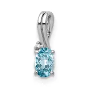 Sterling Silver Rhodium Plated Diamond u0026 Sky Blue Topaz Oval Pendant