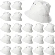 [Cozypower] Kids White Bucket Hat Bulk Summer Fishing Hats Washed Cotton Packable Beach Hat Travel Outdoor Girls Boys
