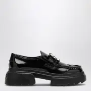 [ROGER VIVIER] Wallaviv Black Patent Leather Platform Loafer 40 IT Black