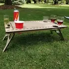 Mini Folding/Foldable Picnic Table For Summer (MDF) 60cm x 40cm Drinks Holders
