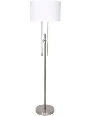 [Sarantino] Metal Height-Adjustable Floor Lamp with Drum Shade Nickel