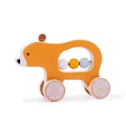 Bigjigs Toys FSC Wood 17cm Push Along Bear Baby/Toddler Activity Play Toy 6m+