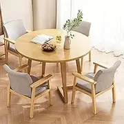 Snaweo Office Reception Round Table and Chair Set Stable and Strong Small Conference Table Negotiation Table and Chair Set Home Office Desks Conference Room Table Bold Metal Base(Natural,47.2in/120cm)