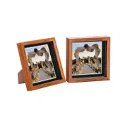 Nicola Spring Acrylic 3D Box Photo Frames with 6" x 6" Mounts - 8" x 8" - Dark Wood - Pack of 2