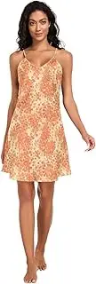 [FRODOTGV] Women Satin Nightgown Comfy V Neck Sleepshirt Night Chemise Red Dots Sleeveless House Dress for Women S