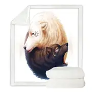 Animal Art Yin and Yang Wolves Throw Blanket