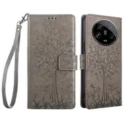 For Xiaomi 14 Ultra Case Tree Imprinted Wallet Stand Leather Phone Cover