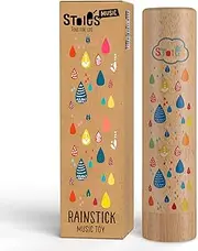Stoie's Wooden Rain Stick Instrument for Kids, Support Music Exploration, Coordination and Rhythm Baby Toy, Soothing Sound for Sensory Play, Durable Rainmaker of Kid-Friendly Size, 1 Pack