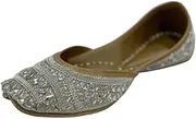 [Step n Style] Women Wedding Flats Shoes for Bride Handmade Jutti Round Toe Prom Evening Bridal Party Dress Flats