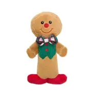 Gingerbread Double Squeaker Plush Dog Toy Toss Shake Thrash Christmas Stuffy New