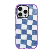 iPhone 16 Pro Impact Case MagSafe Compatible BLUE CHECKERS
