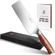 TUO Nakiri Knife - Vegetable Cleaver Kitchen Knives - Japanese Chef Knife German X50CrMoV15 Stainless Steel - Pakkawood Handle - 6.5" - Fiery Series
