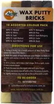 Wax Filler Sticks-Wax Putty Bricks Mixed Packet Of 10 Woodtones including White