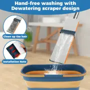 Mop and Foldable Bucket Set Microfiber Mop Hands-Free Flat Floor Mop with betTp