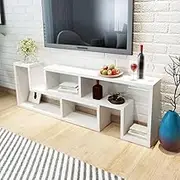 TV Stand White Entertainment Center with Storage Space, Modern Farmhouse Shelves Living Room Table Cabinet for Media, Televisor, Consoles, Bedroom, Set