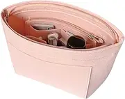 [DongMaple] Purse Organizers Insert for Longchamp Le Pliage Purse Felt Bag Organizer with Zipper, Handbag Organizer Insert Liner Tote Inside Bag Shaper, Pink L