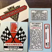 Tecumseh Engine 3-hp 60's decal H30 Mini Bike Go Kart Crossed Flags set 4