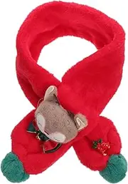 [TINEASUR] Christmas Children's Scarf Polyester Scarf Warm Shawl Foxes Scarf Thick Scarf Scarfs Boys Christmas Scarves for Plush Winter Scarf Hijab Reindeer Scarf Red