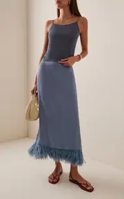 [By Malene Birger] Palomie Feather-Trimmed Crepe Maxi Skirt