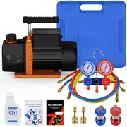 Advwin Vacuum Pump Set 3CFM 1/4 HP Single Stage, 3 Way AC Manifold Gauge Set for HVAC