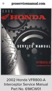2002 Honda VFR800-A Interceptor Service Manual Part No. 61MCW01 On Usb