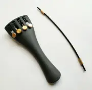 1/2 Violin Tailpiece Carbon Fiber with Brass Tuner + Tailgut Tailcord Endline