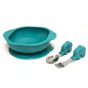 Marcus & Marcus Toddler Mealtime Bowl/Fork/Spoon Set Kids 18m+ Green Elephant